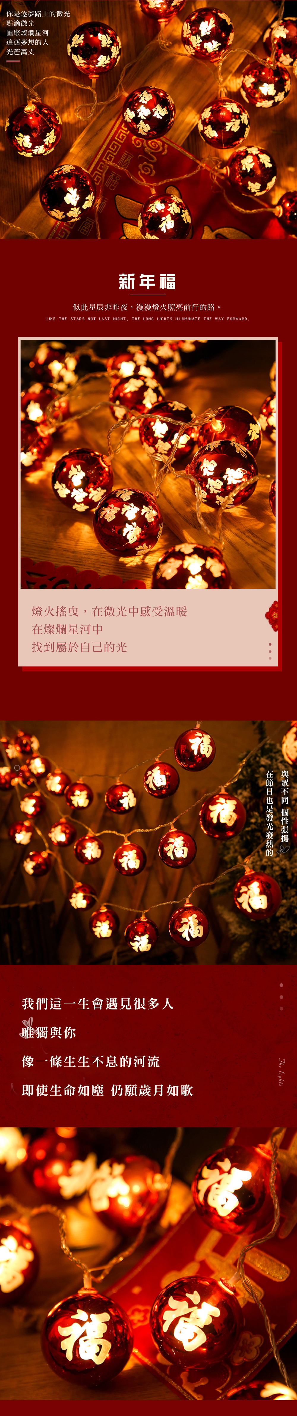 節慶派對佈置館 新年裝飾USB福字燈串 1.5m 大福字