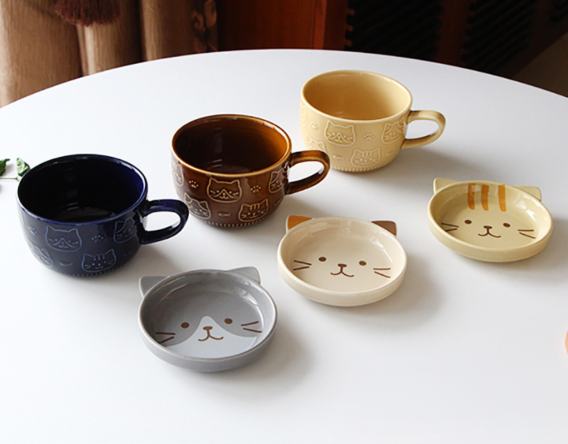【11/3~12/31冬季85折優惠】家居生活雜貨舖 日式貓咪帶蓋陶瓷馬克杯 三花貓