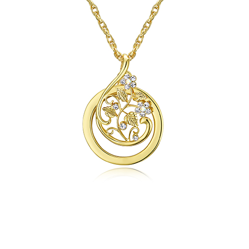 Claire飾品 花型鋯石放大鏡項鍊 金色