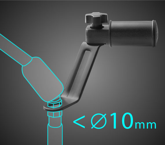【支架適用多款車型】 機車手機架可應用不同機車車型，可安裝螺絲直徑小於10mm 圓型後照鏡柱上