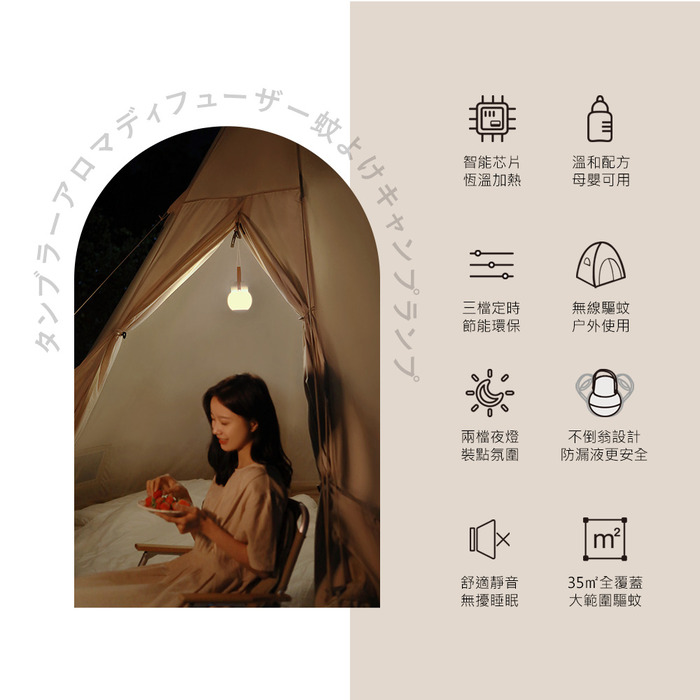 FUNY 不倒翁香氛驅蚊露營燈 附防蚊液