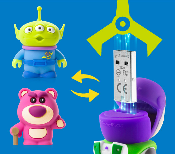 【隨身碟外衣可更換】 內含64G USB機芯1個，三款角色外衣，可隨心替換