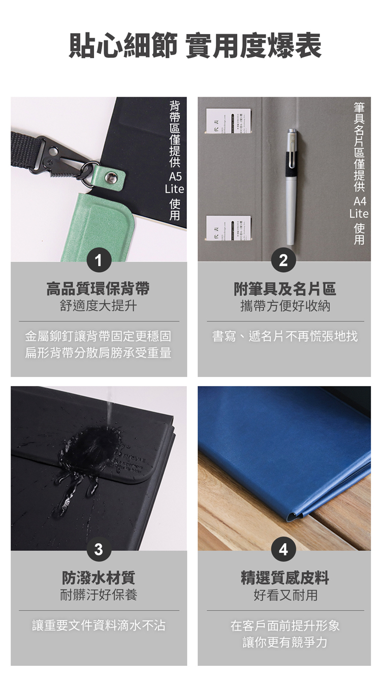 SN°OVAE A4翻轉筆記夾Lite 藍綠色
