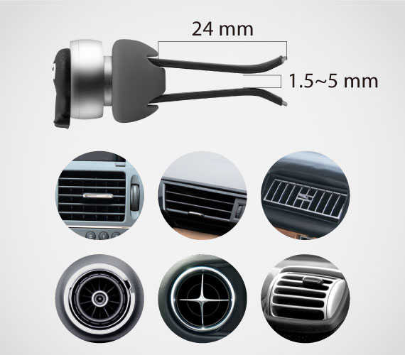 【適用不同車款】 車用擴香夾可夾於1.5~5 mm 厚度的出風口鰭片，適用多款車型