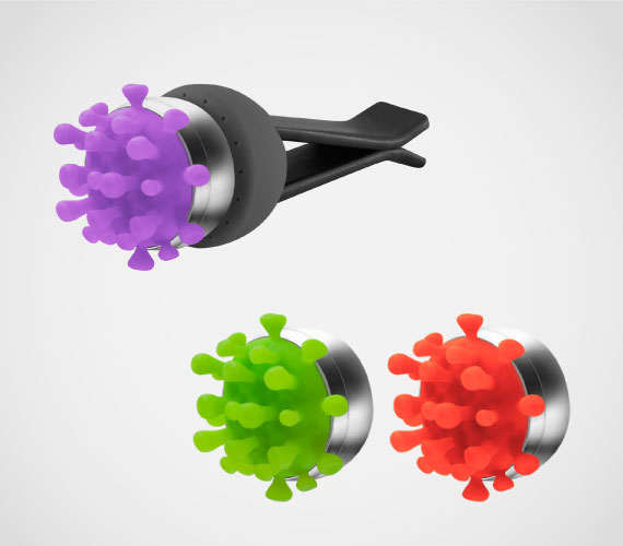 【車用擴香夾-病毒三入組】 -香氛夾 x 1個｜ -精油香氛磁扣 (紫病毒/ 綠病毒/ 紅病毒)