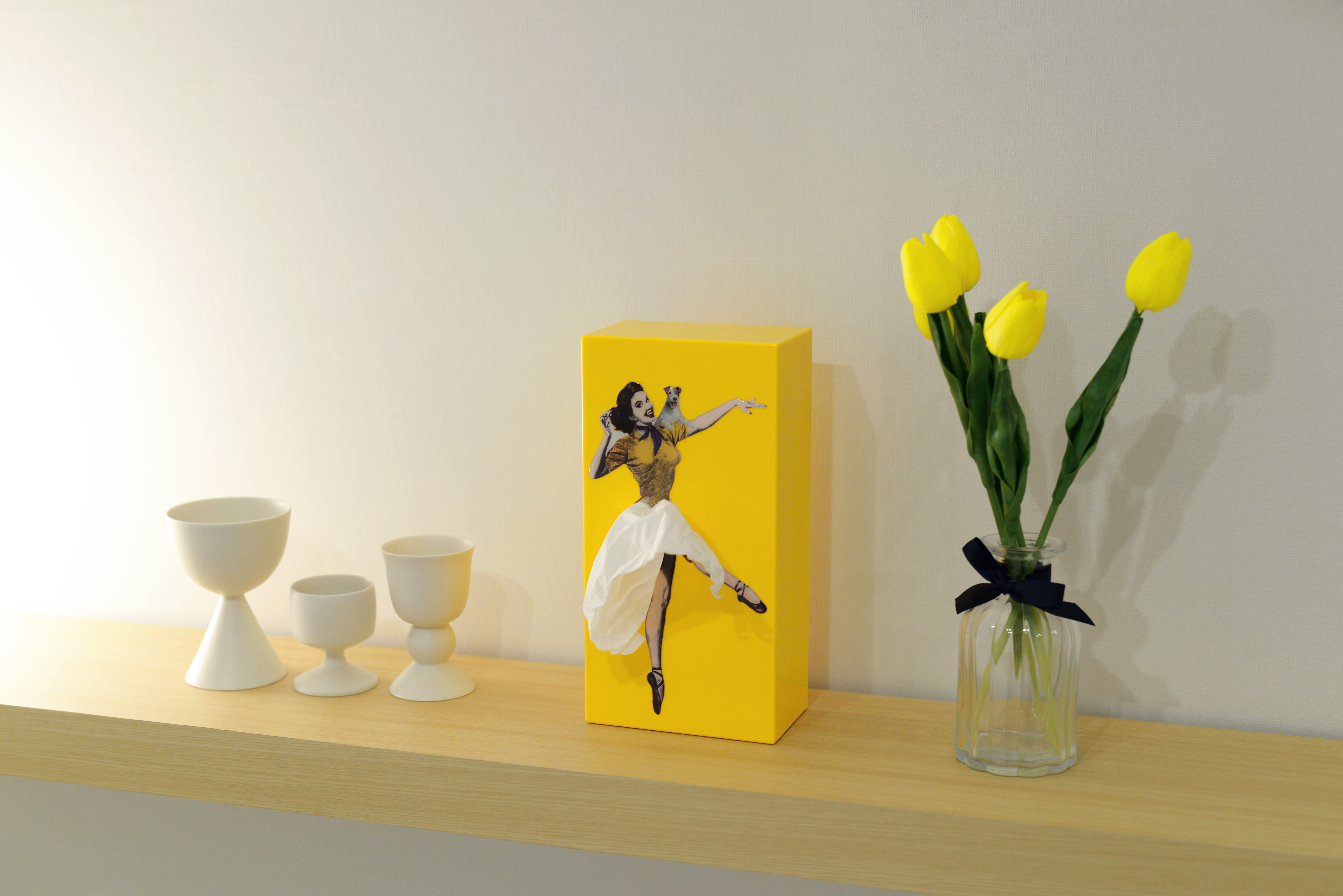 韓國 SPEXTRUM 蓬蓬裙女郎造型面紙盒(黃色)
