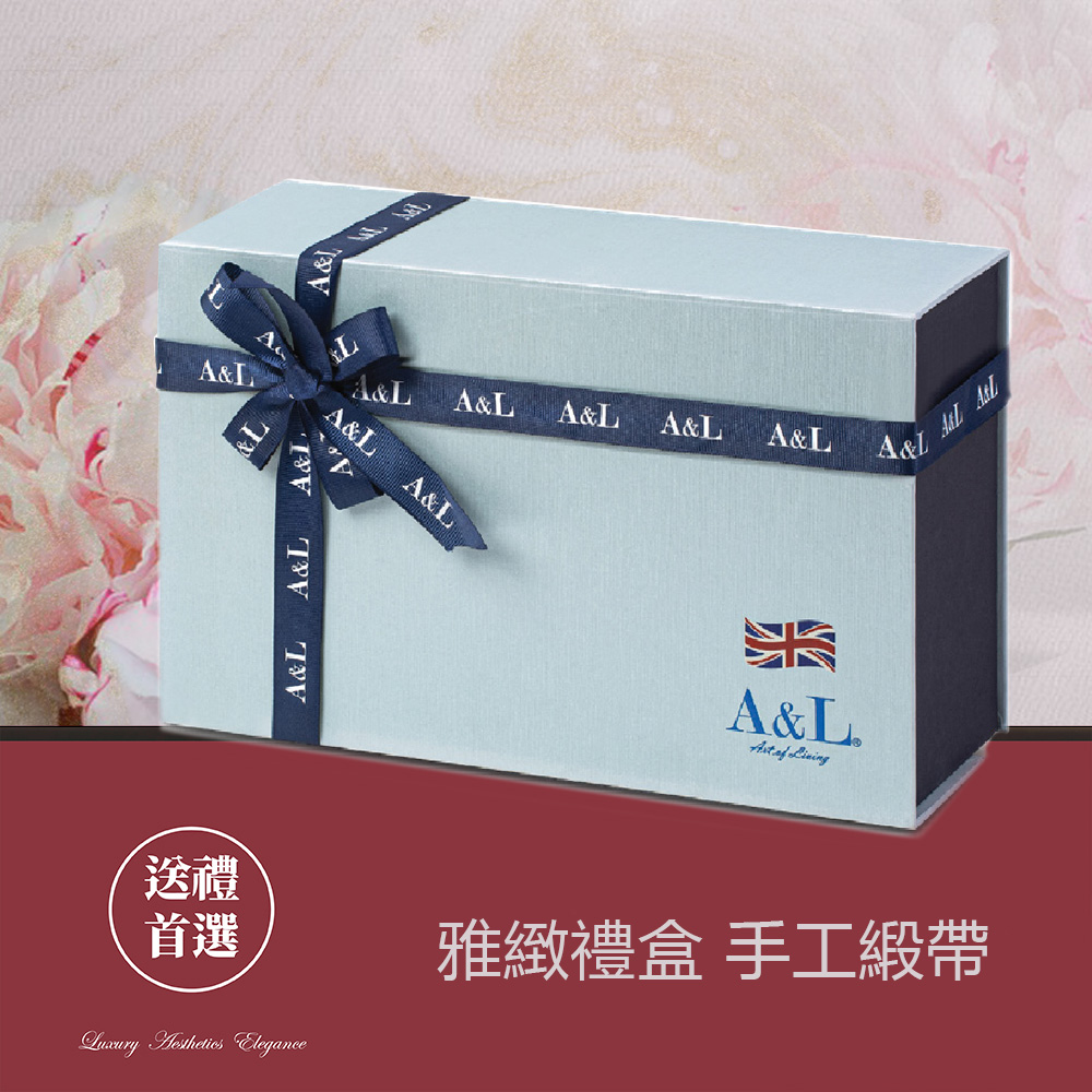 A&L 經典骨瓷咖啡對杯禮盒組(五福報喜(藍))