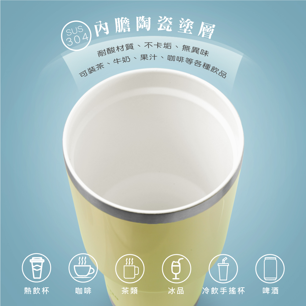 德國 Buderus 陶瓷不鏽鋼保溫/保冷冰霸杯 900ml(向日黃)