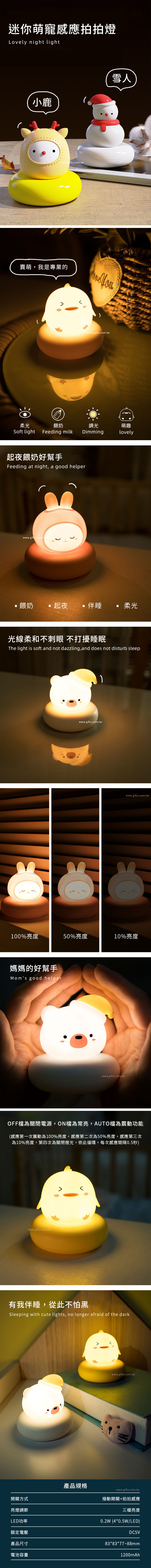 家居生活雜貨舖 迷你萌寵感應拍拍燈 麋鹿