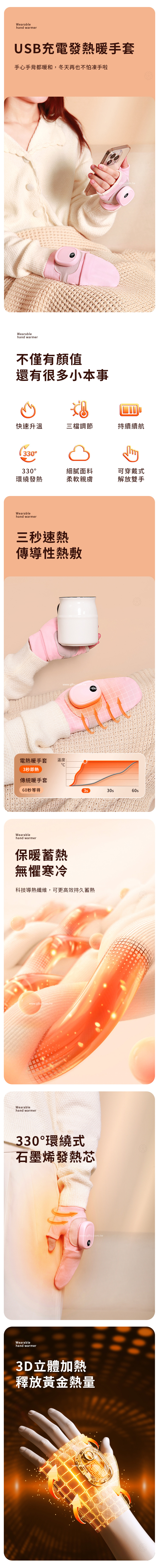 【3/17~5/12母親節早鳥85折優惠】家居生活雜貨舖 USB充電發熱暖手套 藍色