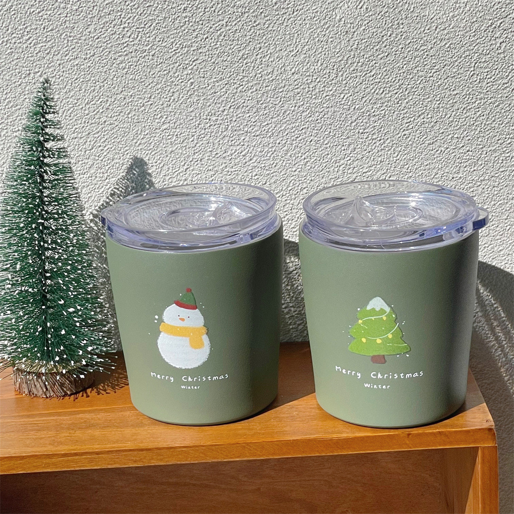 家居生活雜貨舖 聖誕不鏽鋼保溫咖啡杯 240ml 聖誕樹