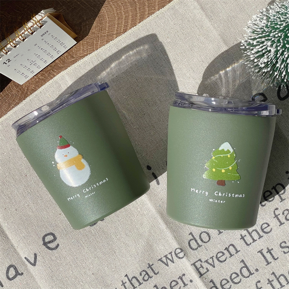 家居生活雜貨舖 聖誕不鏽鋼保溫咖啡杯 240ml 聖誕樹