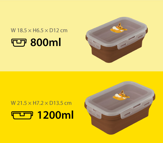 大小餐盒 保鮮盒兩種尺寸，大容量1200ml、小容量800ml，可需求選擇合適的餐盒。