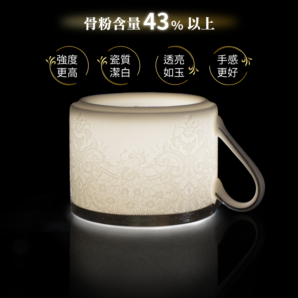 A&L 經典骨瓷咖啡對杯禮盒組(五福報喜(黃)
