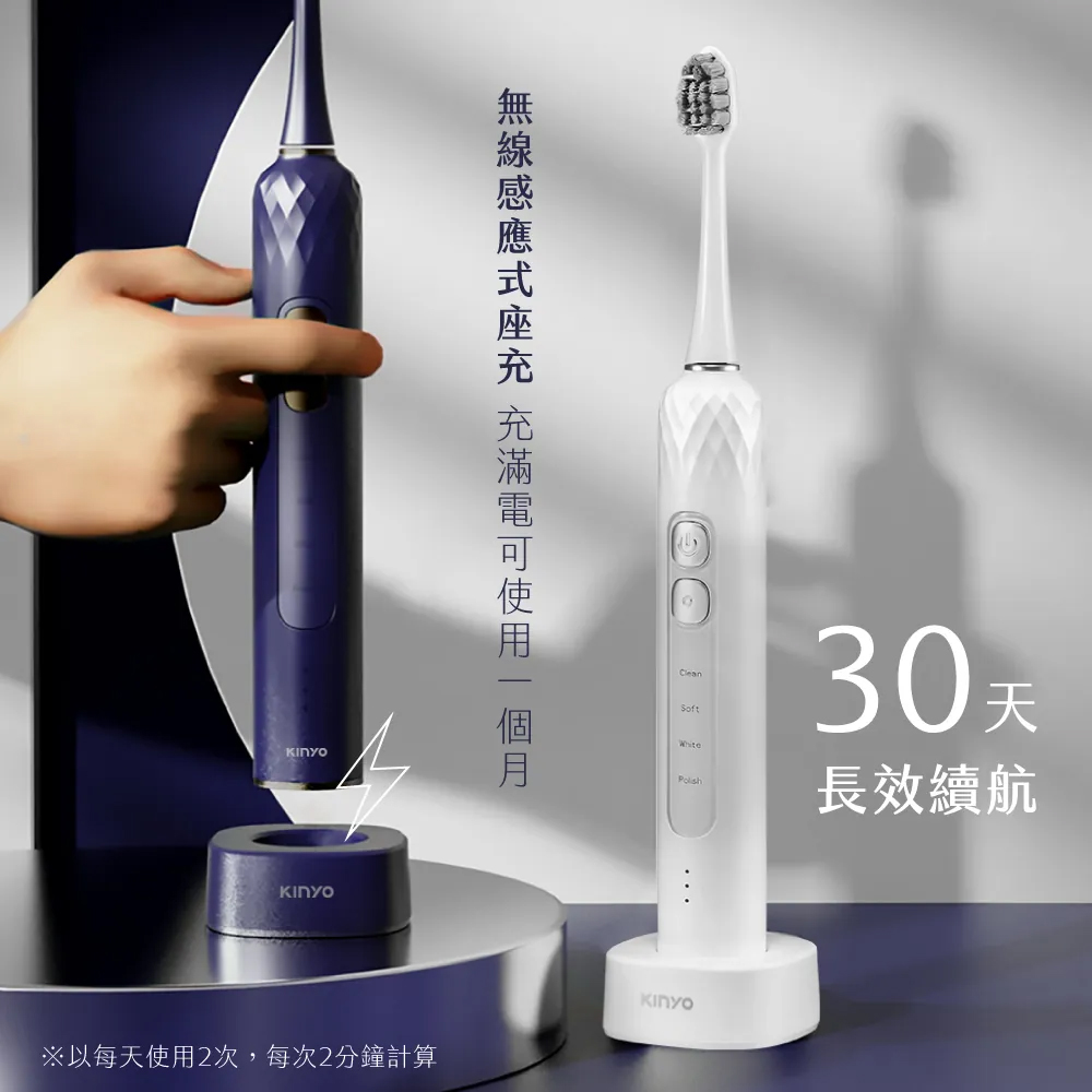 KINYO 極淨美型聲波電動牙刷 ETB-860(白色)