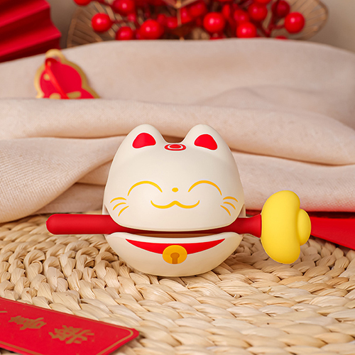 【挑戰全台最低價】創意小物館 解壓敲敲小木魚 財富-白貓