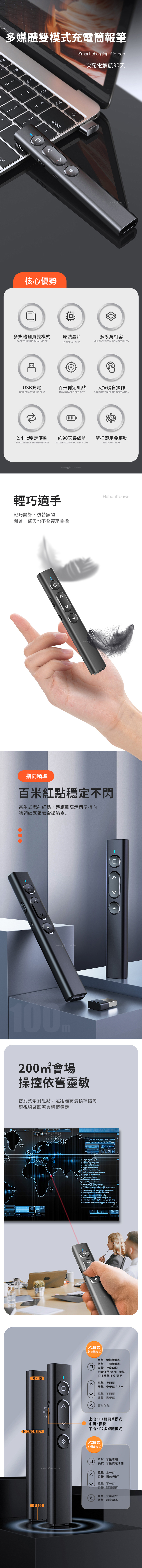 【5/12~7/7畢業季85折優惠】創意小物館 多媒體雙模式充電簡報筆 黑色