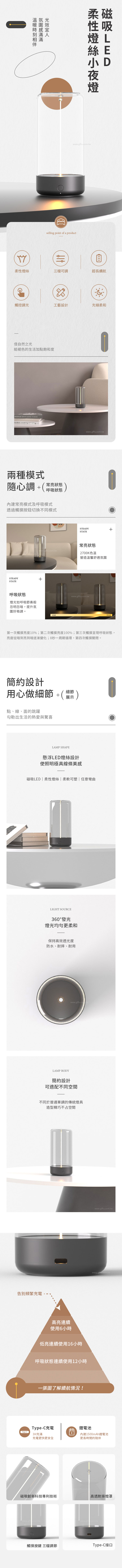 【1/2~8/31冬日特惠85折】家居生活雜貨舖 磁吸LED柔性燈絲小夜燈 閃電黃