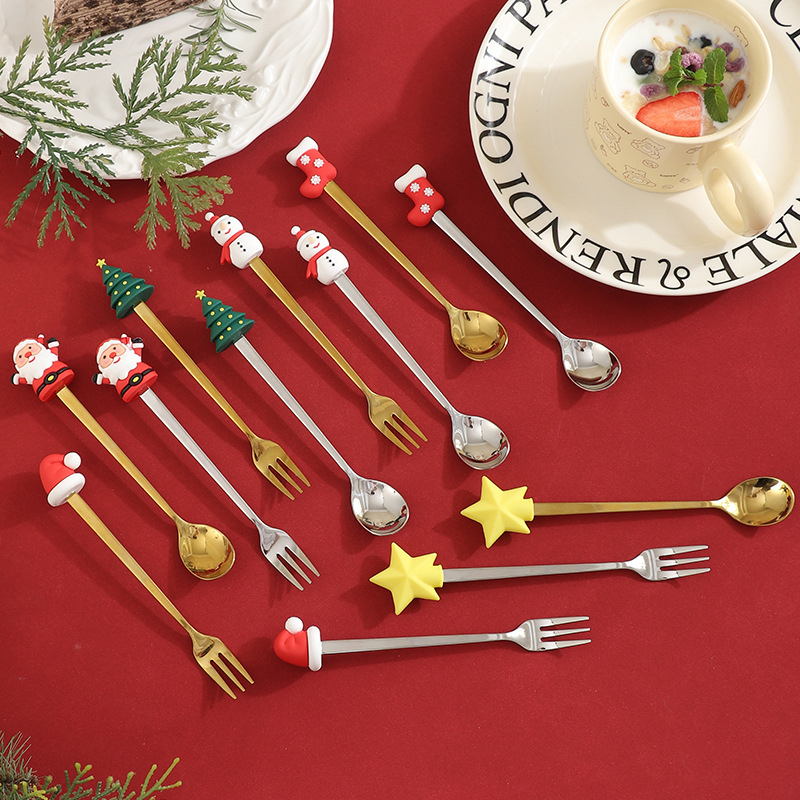 創意小物館 聖誕叉勺禮盒組 (6入) 綠盒-銀色