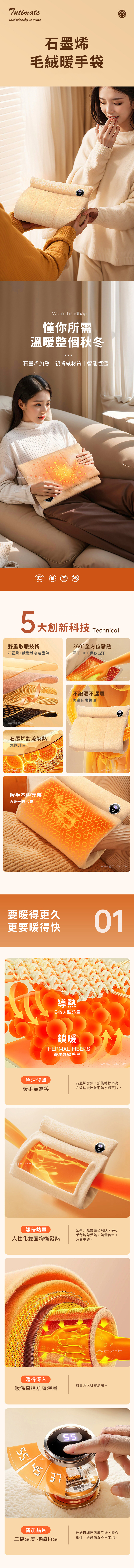 【11/3~12/31冬季85折優惠】家居生活雜貨舖 USB石墨烯毛絨暖手袋 灰色