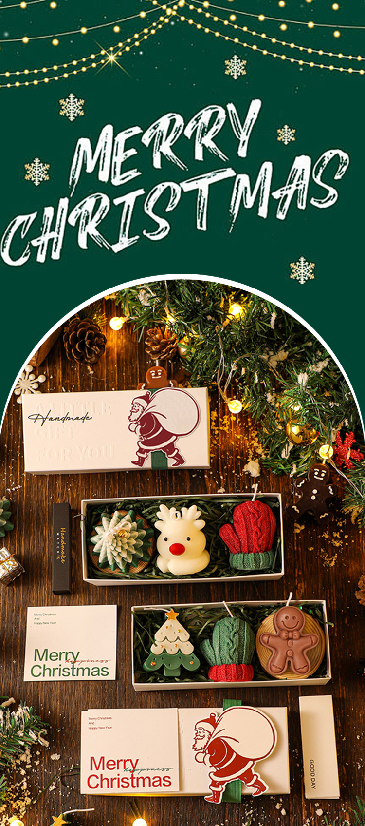 【11/3~12/31冬季85折優惠】創意小物館 聖誕香氛蠟燭三入禮盒組 A款(松樹+小鹿+手套)