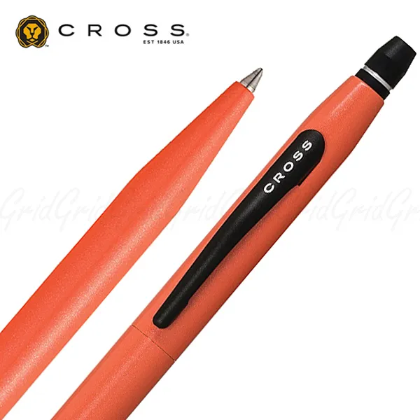 CROSS 美國 立卡系列 夕陽橙.亮藍.霜粉鋼珠筆(灰)