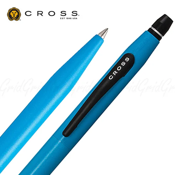 CROSS 美國 立卡系列 夕陽橙.亮藍.霜粉鋼珠筆(灰)