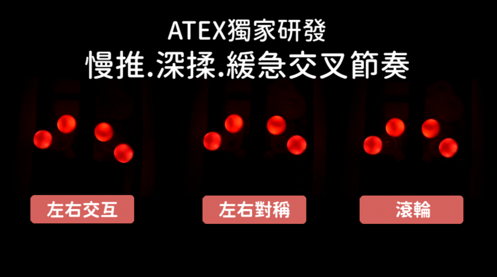 3D彈性按摩滾珠以層層遞進的推揉力道，特別調校的緩急變換節奏，模擬職人按壓時的停頓與發力，做到「該鬆則鬆，該重則重」。