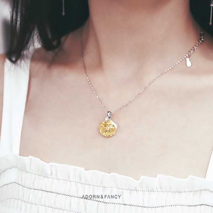 ADORN & FANCY 瑤貝｜純銀抗過敏水晶貝殼項鍊(45cm)
