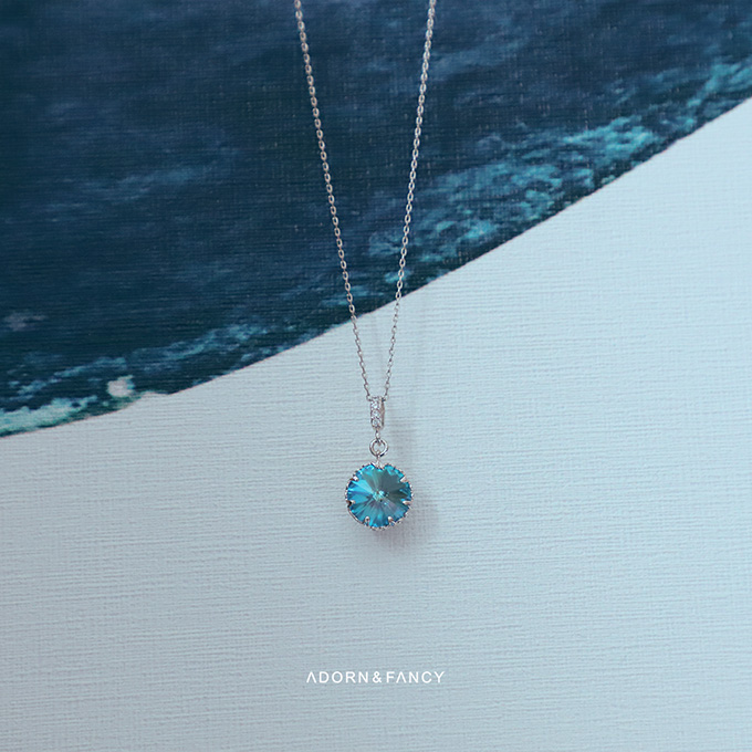 ADORN & FANCY 琉光｜水晶簡約兩段式不鏽鋼項鍊(粉紫)