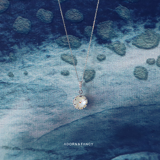 ADORN & FANCY 琉光｜水晶簡約兩段式不鏽鋼項鍊(粉紫)
