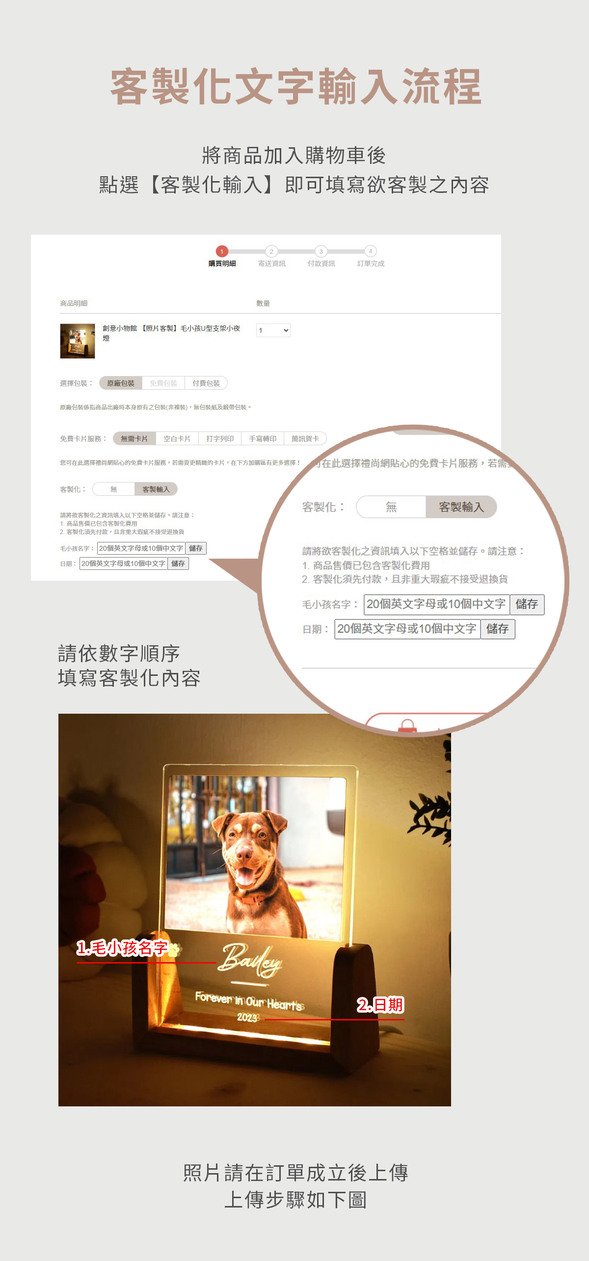 【6/26~8/29情人節早鳥85折優惠】創意小物館 【照片客製】毛小孩U型支架小夜燈