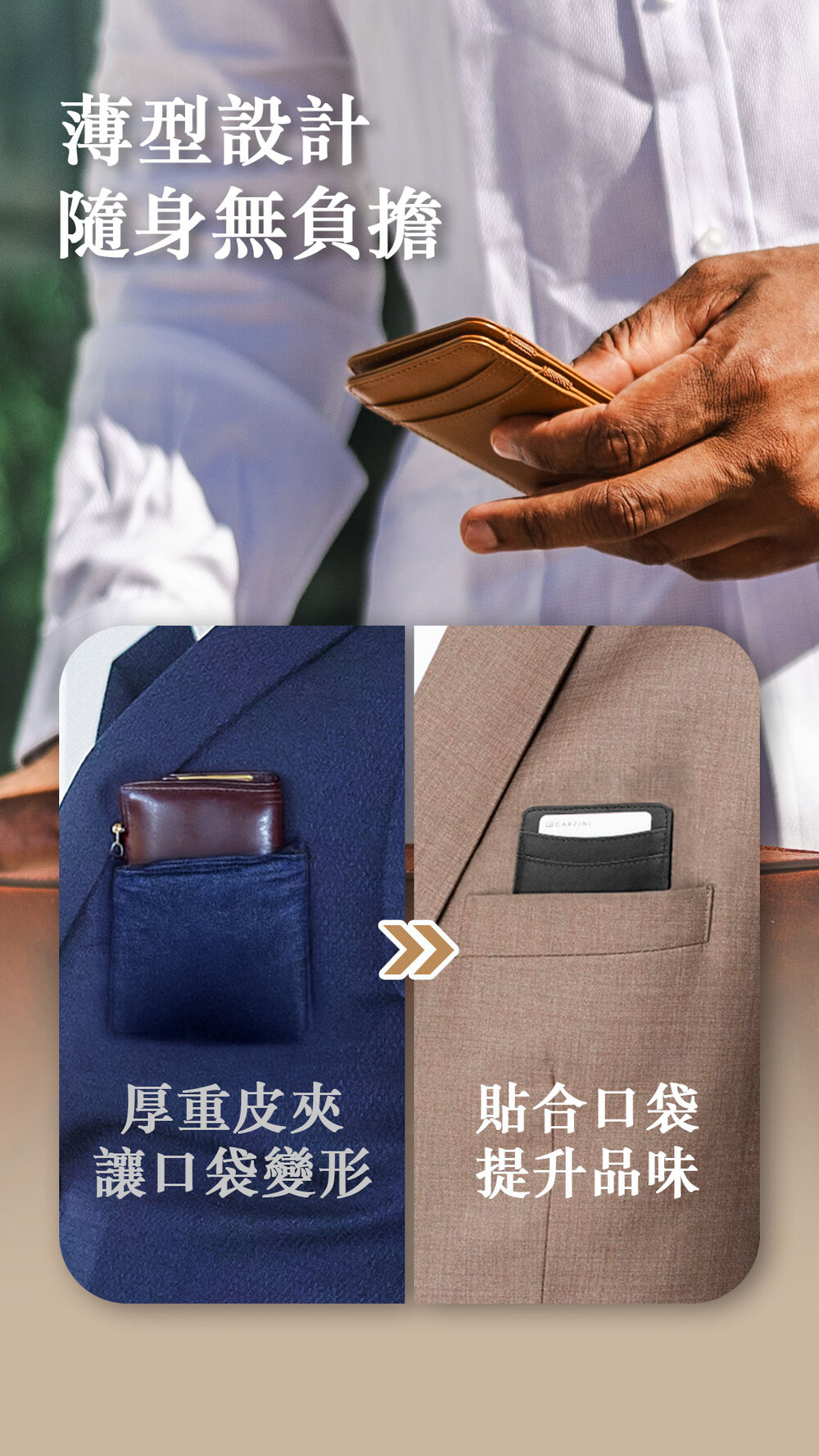 比利時 GARZINI 魔術翻轉皮夾2.0 urban 極簡款 經典黑
