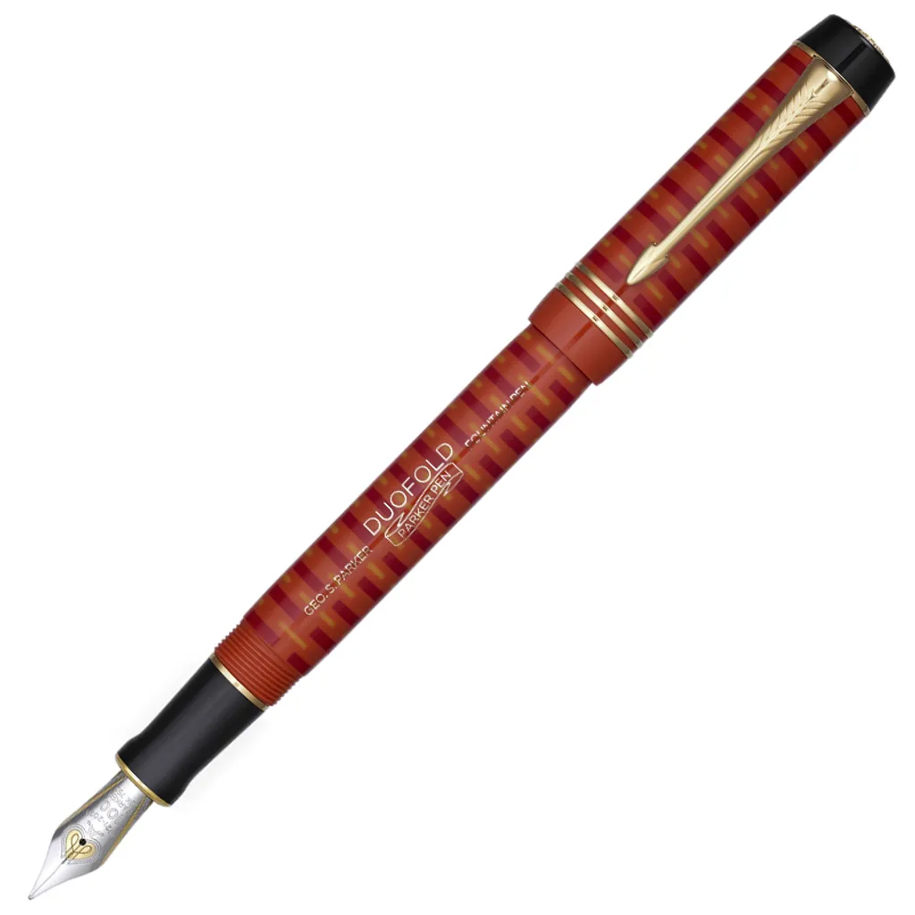 PARKER 派克 18K金 世紀系列 經典大多福100周年 F尖 鋼筆 限量珍藏木禮盒 瑪瑙紅金夾