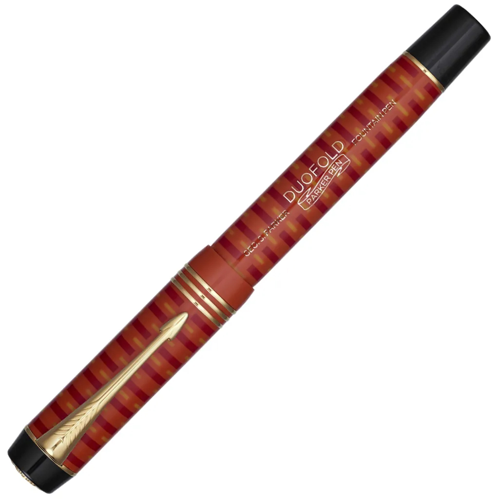 PARKER 派克 18K金 世紀系列 經典大多福100周年 F尖 鋼筆 限量珍藏木禮盒 瑪瑙紅金夾