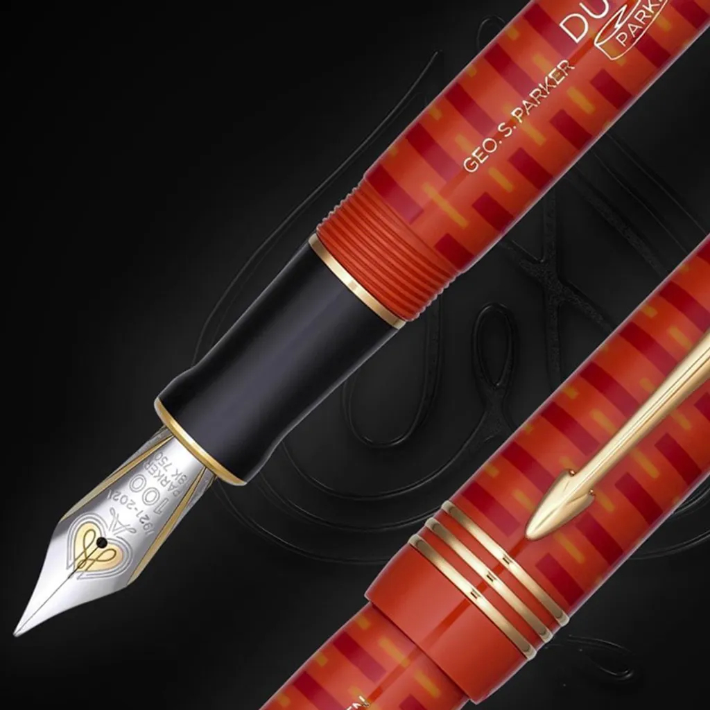 PARKER 派克 18K金 世紀系列 經典大多福100周年 F尖 鋼筆 限量珍藏木禮盒 瑪瑙紅金夾