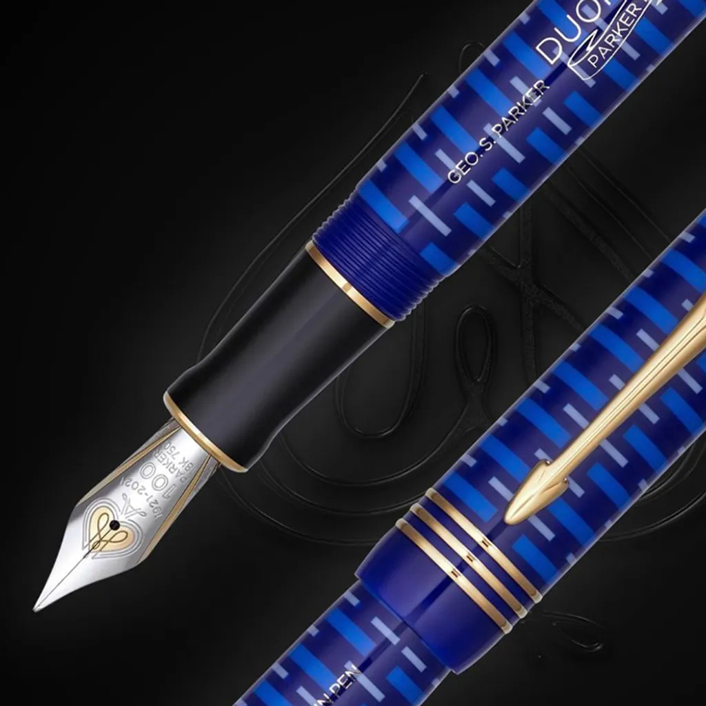 PARKER 派克 18K金 世紀系列 經典大多福100周年 F尖 鋼筆 限量珍藏木禮盒 青黛藍金夾