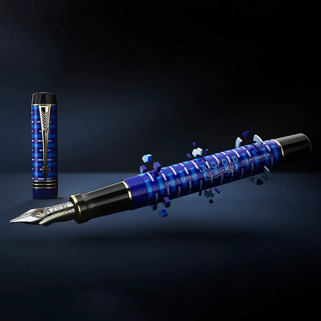 PARKER 派克 18K金 世紀系列 經典大多福100周年 F尖 鋼筆 限量珍藏木禮盒 青黛藍金夾