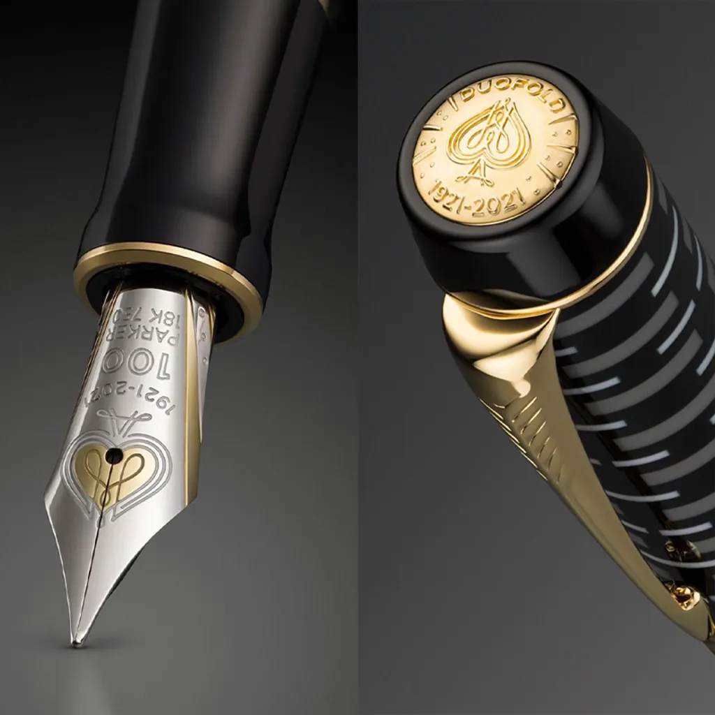 PARKER 派克 18K金 世紀系列 經典大多福100周年 F尖 鋼筆 限量珍藏木禮盒 純黑金夾