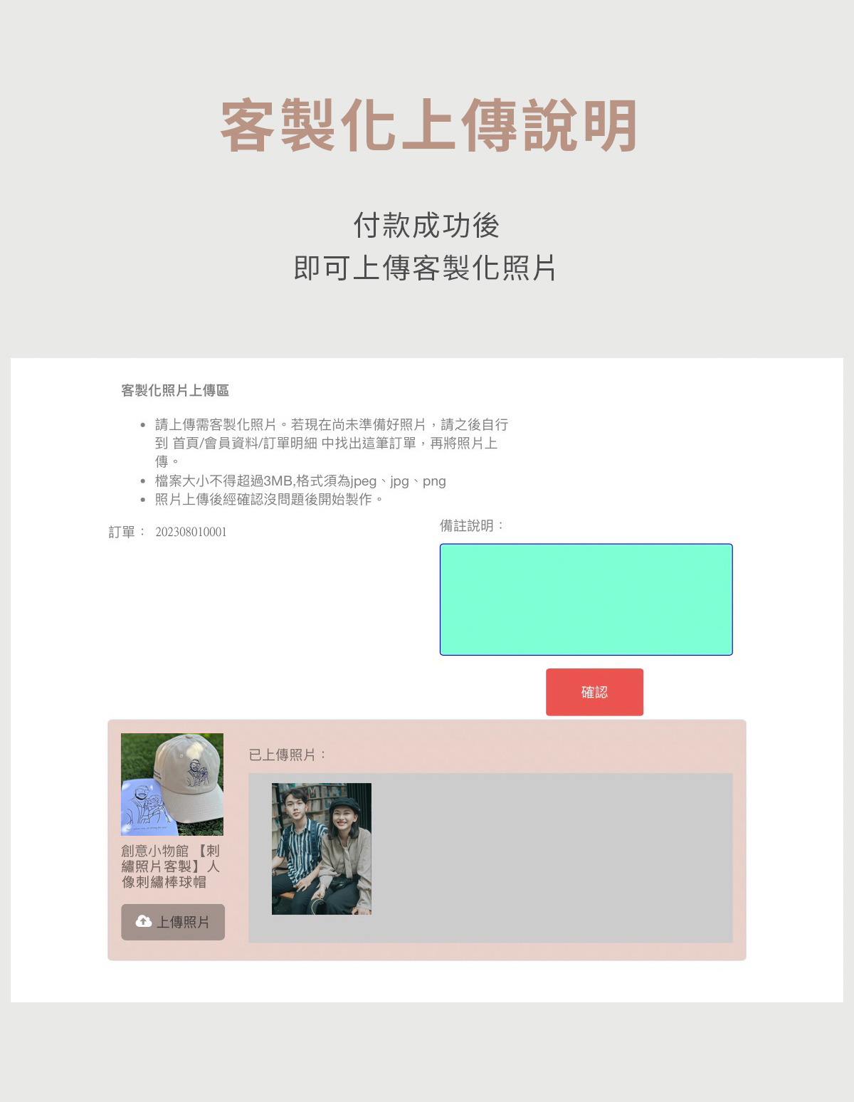 【6/26~8/29情人節早鳥85折優惠】創意小物館 【輪廓刺繡照片客製】人像刺繡棒球帽 黑色