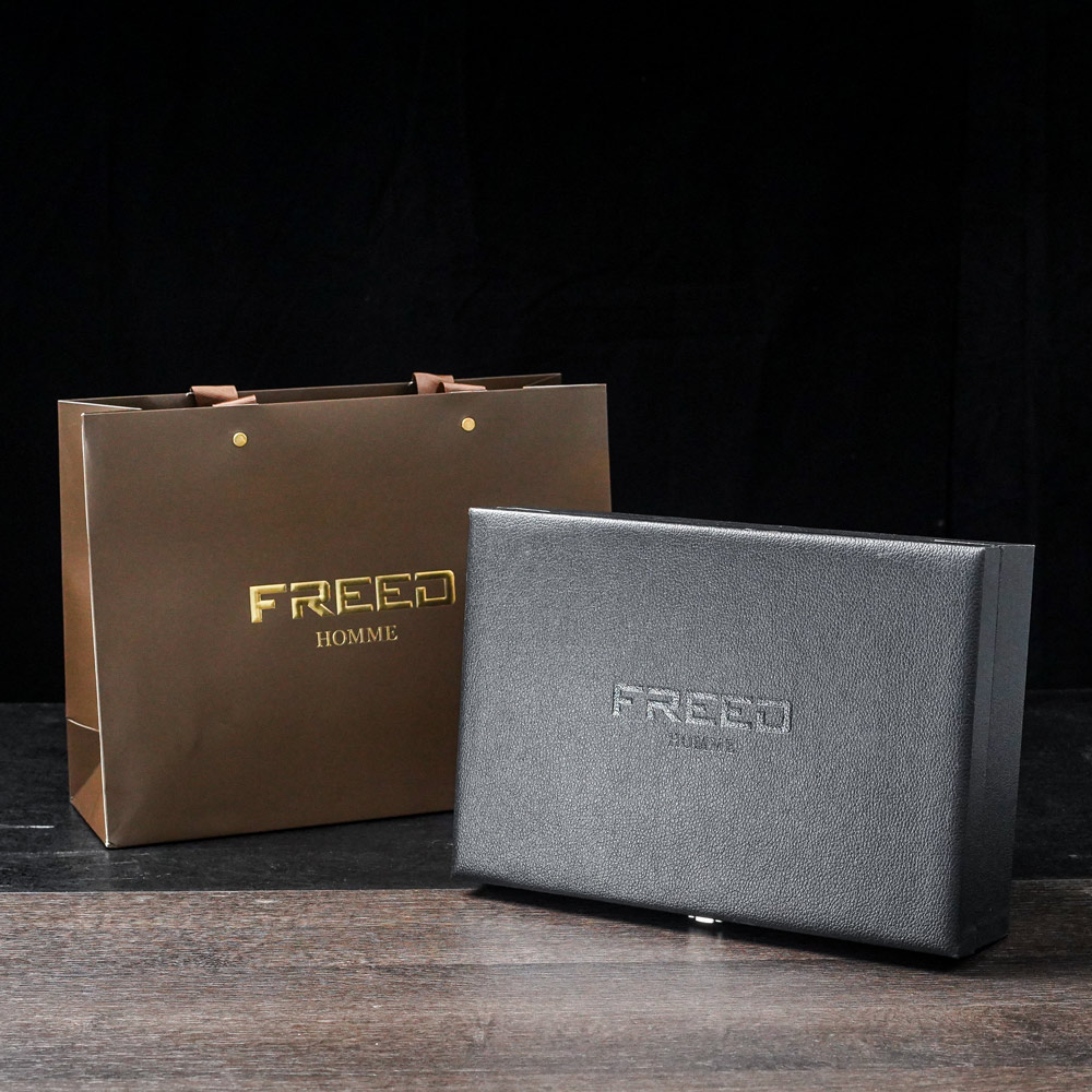 【可免費客製】FREED五刀式刮鬍刀豪華禮盒四件組-仿紫紅壇木