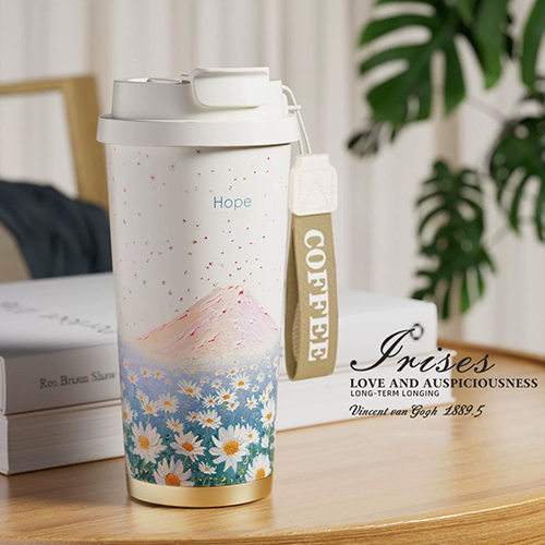 家居生活雜貨舖 花草圖樣陶瓷內膽隨行保溫杯 希望雪山