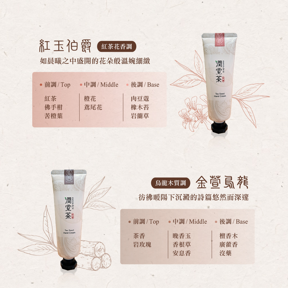 茶寶 Teapower 潤覺茶 茶籽純露護手霜 50ml 3入組 /【紅玉伯爵】+【四季春露】+【金萱烏龍】(無)