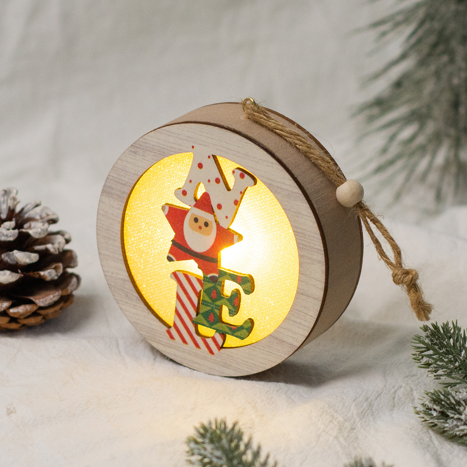 【11/4~12/31聖誕商品B2B優惠】家居生活雜貨舖 聖誕發光木質小掛燈 A款