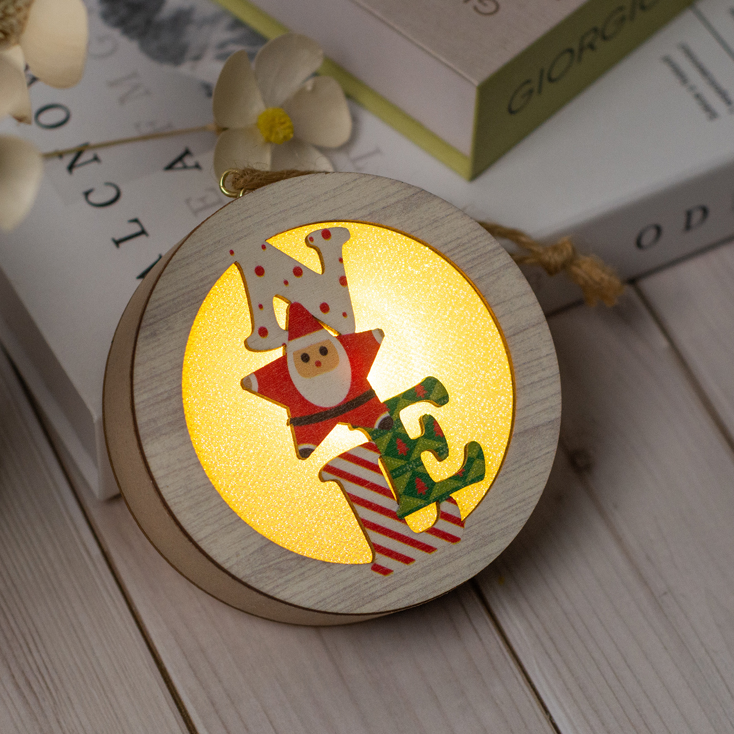 【11/4~12/31聖誕商品B2B優惠】家居生活雜貨舖 聖誕發光木質小掛燈 A款