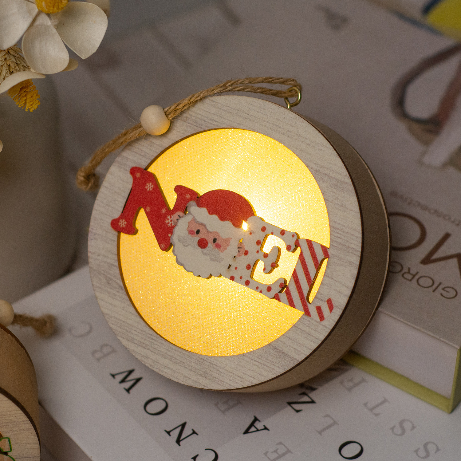 【11/4~12/31聖誕商品B2B優惠】家居生活雜貨舖 聖誕發光木質小掛燈 B款