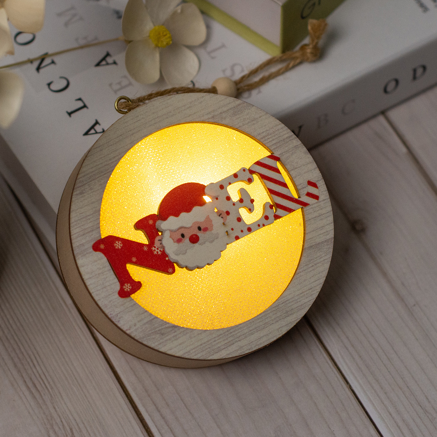 【11/4~12/31聖誕商品B2B優惠】家居生活雜貨舖 聖誕發光木質小掛燈 B款