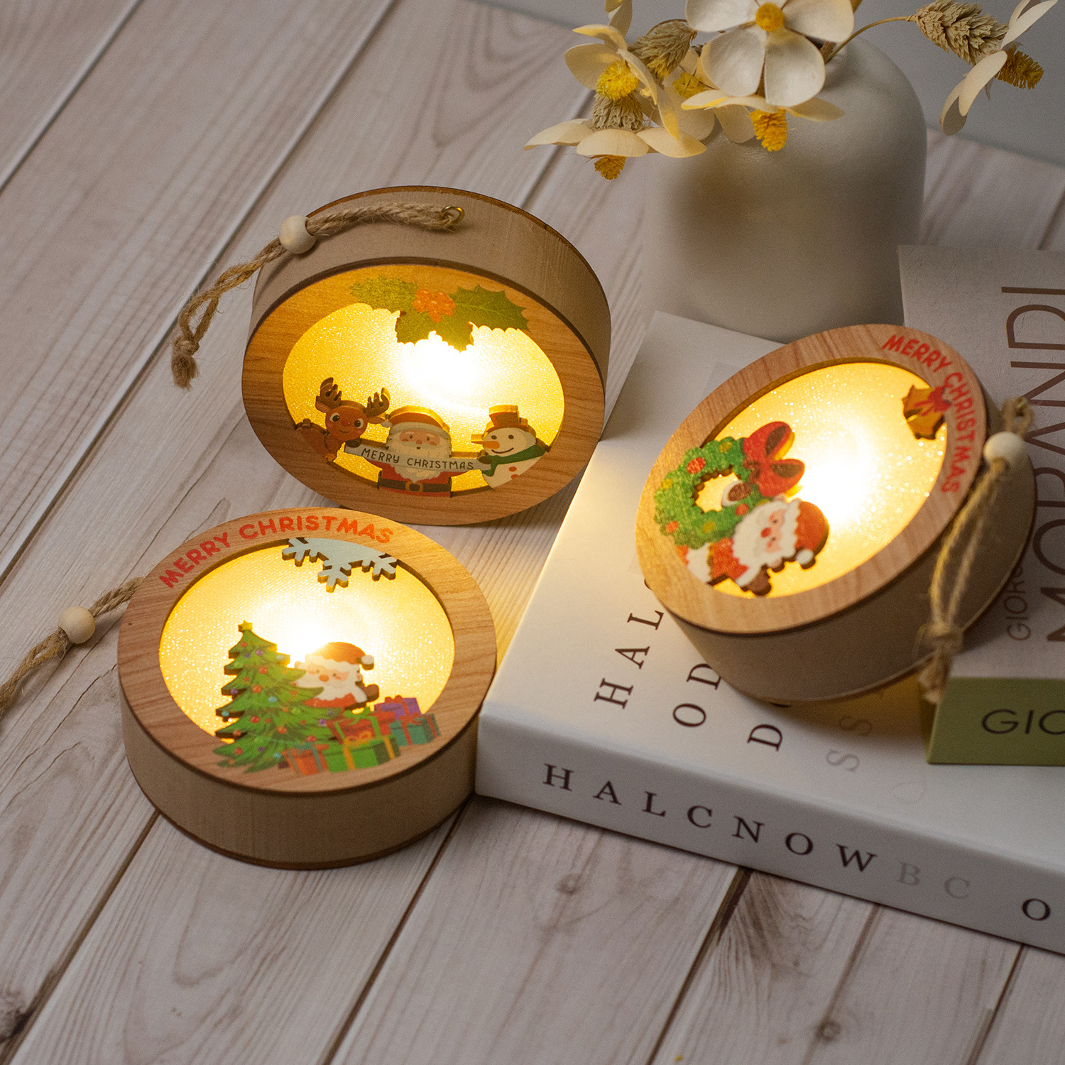【11/4~12/31聖誕商品B2B優惠】家居生活雜貨舖 聖誕發光木質小掛燈 C款