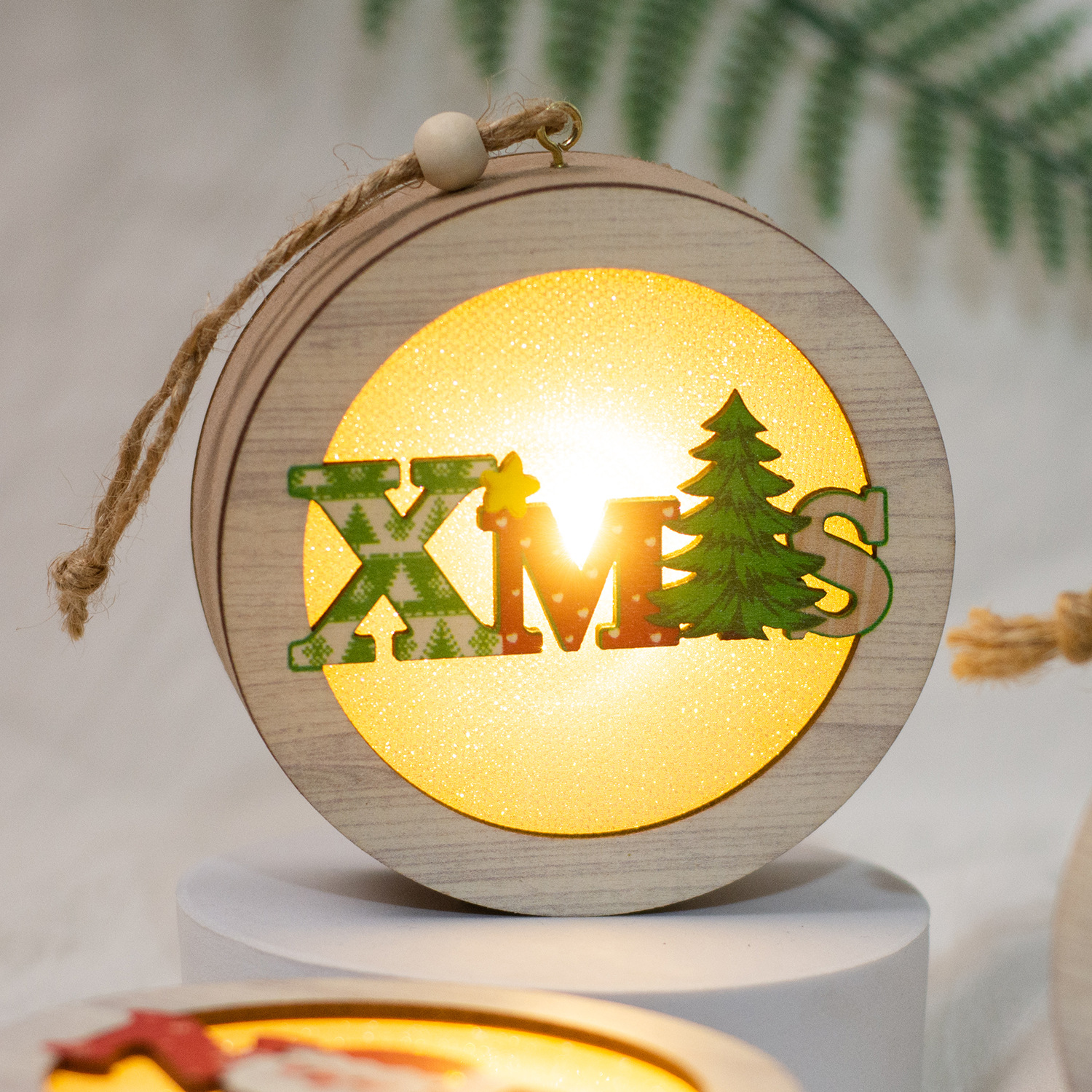 【11/4~12/31聖誕商品B2B優惠】家居生活雜貨舖 聖誕發光木質小掛燈 C款