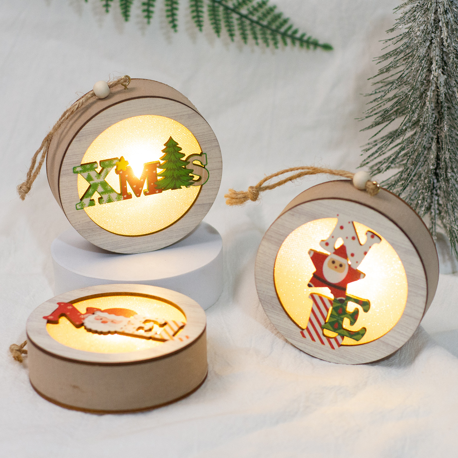 【11/4~12/31聖誕商品B2B優惠】家居生活雜貨舖 聖誕發光木質小掛燈 D款